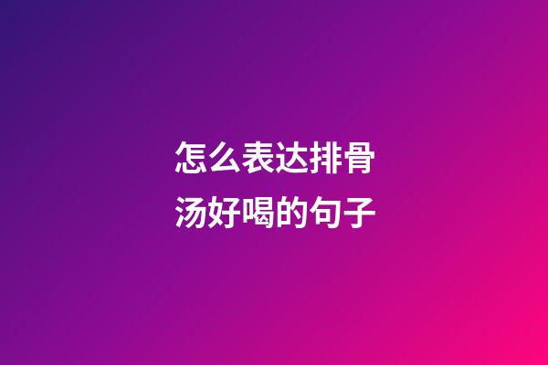 怎么表达排骨汤好喝的句子