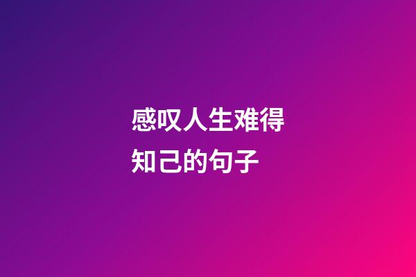 感叹人生难得知己的句子