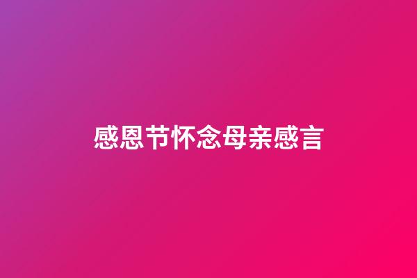 感恩节怀念母亲感言