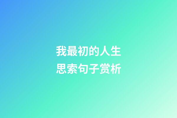 我最初的人生思索句子赏析