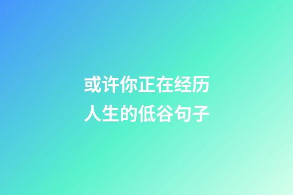 或许你正在经历人生的低谷句子