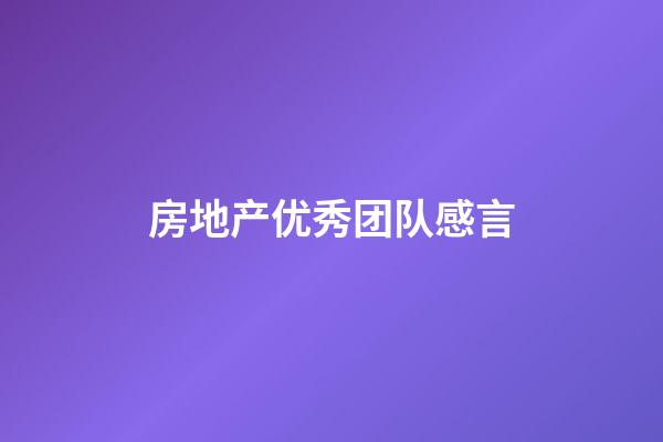 房地产优秀团队感言