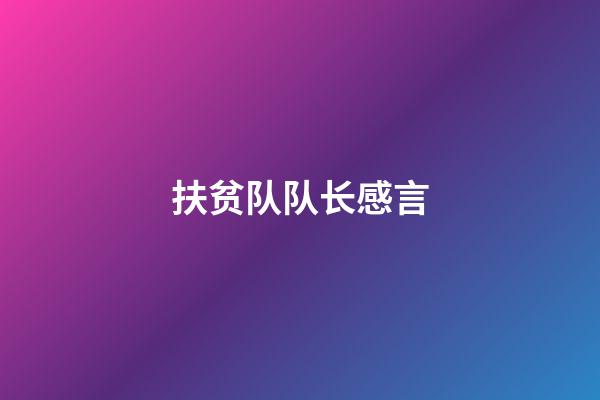 扶贫队队长感言