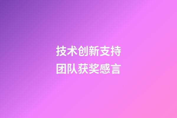 技术创新支持团队获奖感言