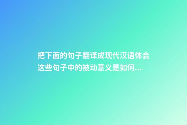 把下面的句子翻译成现代汉语体会这些句子中的被动意义是如何表达的