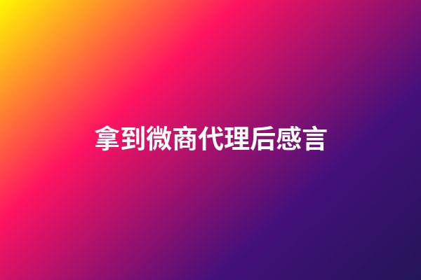 拿到微商代理后感言