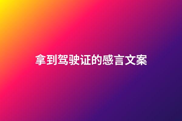 拿到驾驶证的感言文案