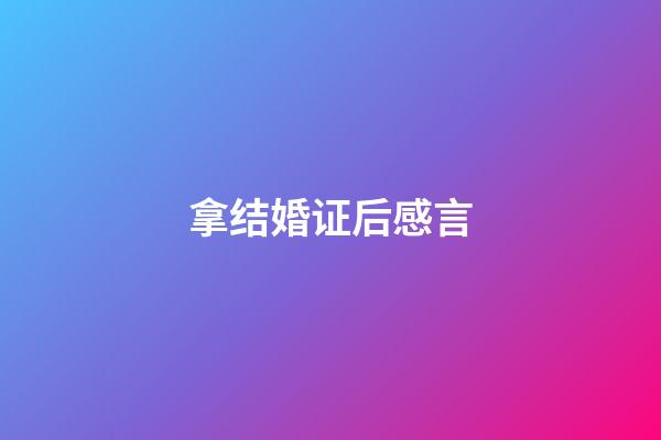 拿结婚证后感言