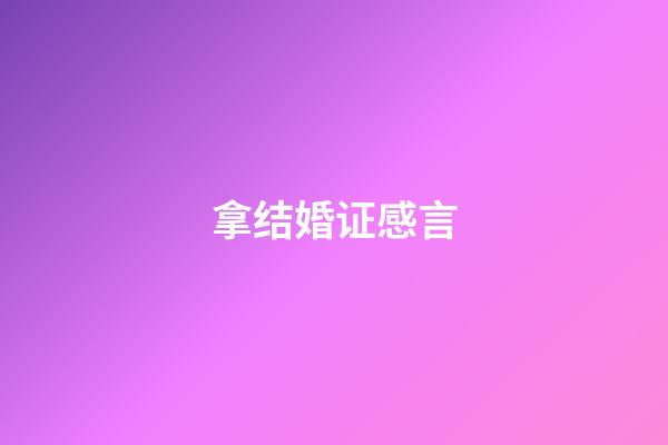拿结婚证感言