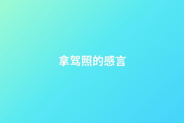 拿驾照的感言