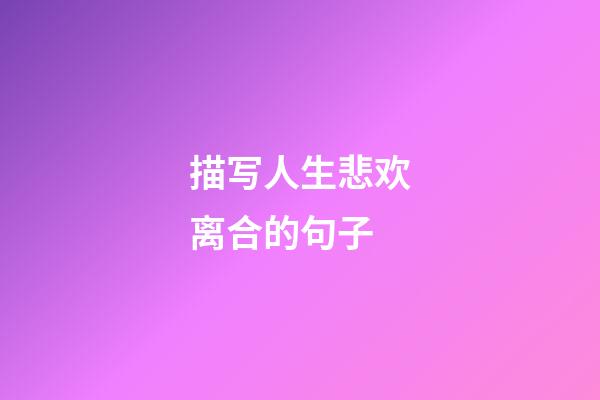 描写人生悲欢离合的句子