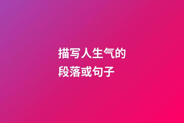 描写人生气的段落或句子