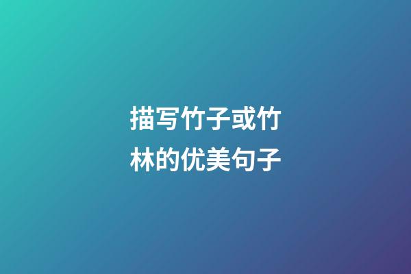 描写竹子或竹林的优美句子
