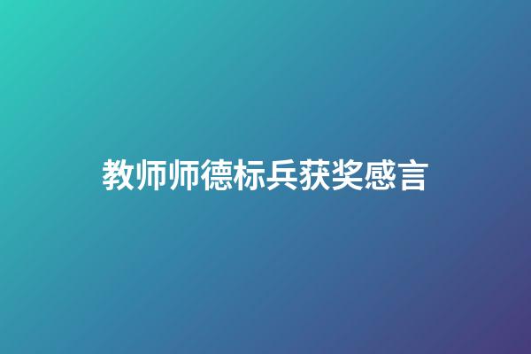 教师师德标兵获奖感言