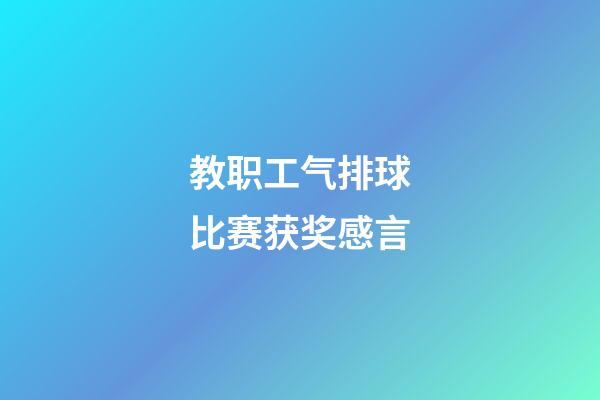 教职工气排球比赛获奖感言