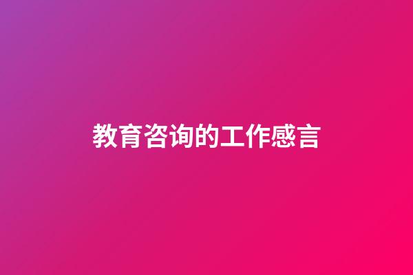 教育咨询的工作感言