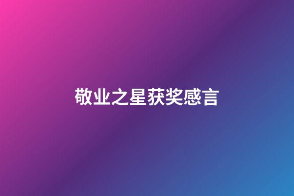 敬业之星获奖感言
