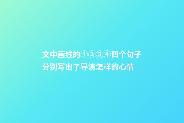 文中画线的①②③④四个句子分别写出了导演怎样的心情