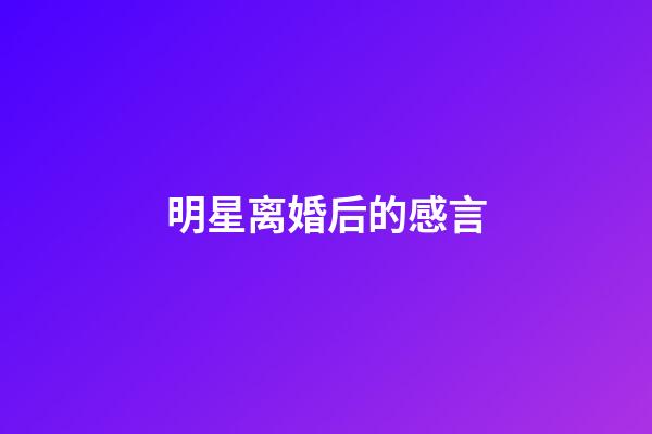 明星离婚后的感言