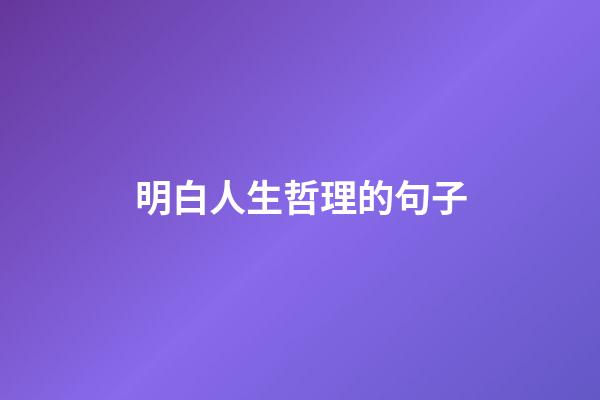 明白人生哲理的句子