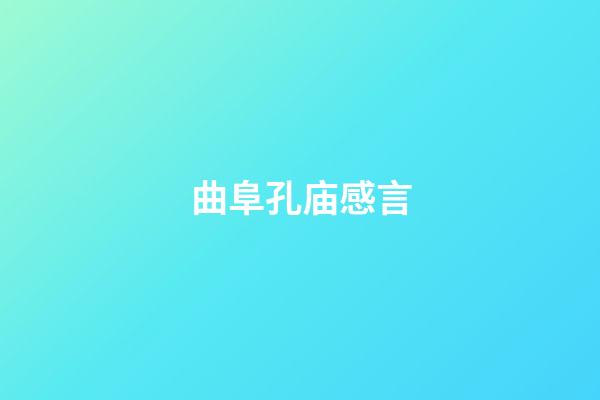 曲阜孔庙感言