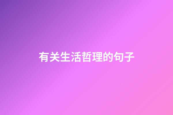 有关生活哲理的句子