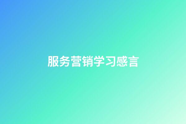 服务营销学习感言