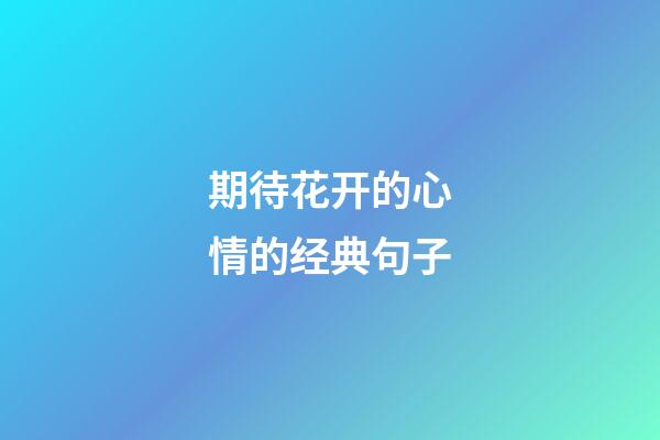 期待花开的心情的经典句子