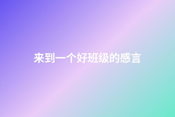 来到一个好班级的感言