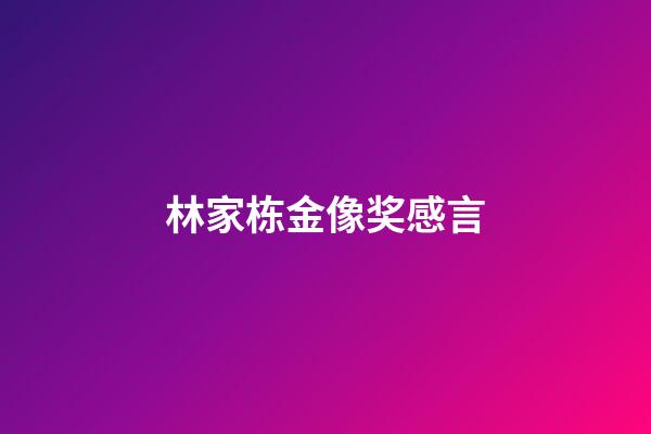 林家栋金像奖感言