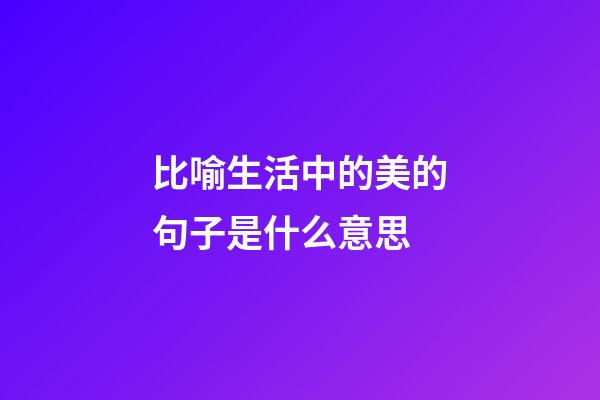 比喻生活中的美的句子是什么意思