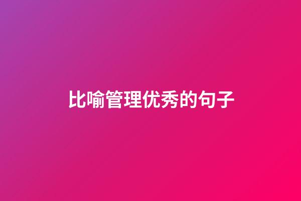 比喻管理优秀的句子