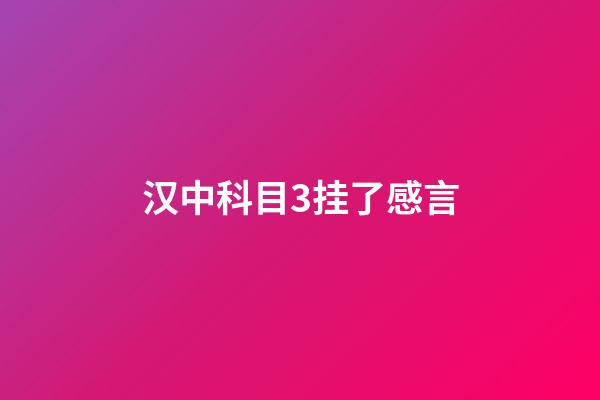 汉中科目3挂了感言