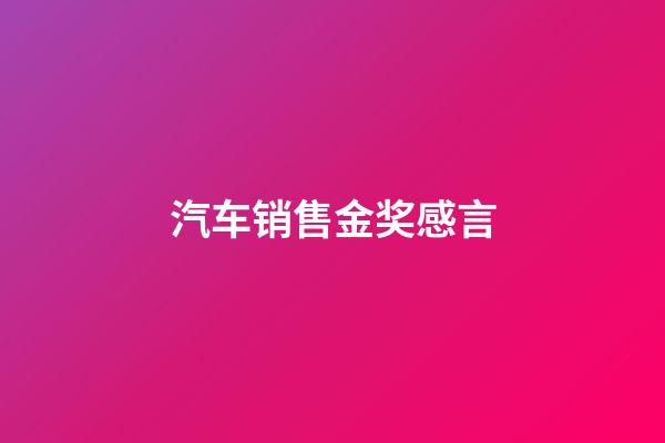 汽车销售金奖感言