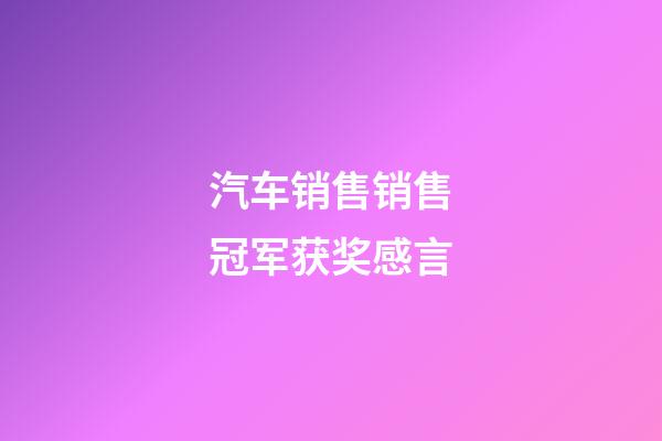 汽车销售销售冠军获奖感言