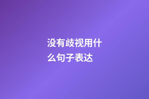 没有歧视用什么句子表达