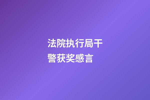 法院执行局干警获奖感言