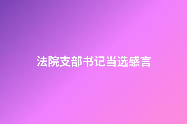 法院支部书记当选感言