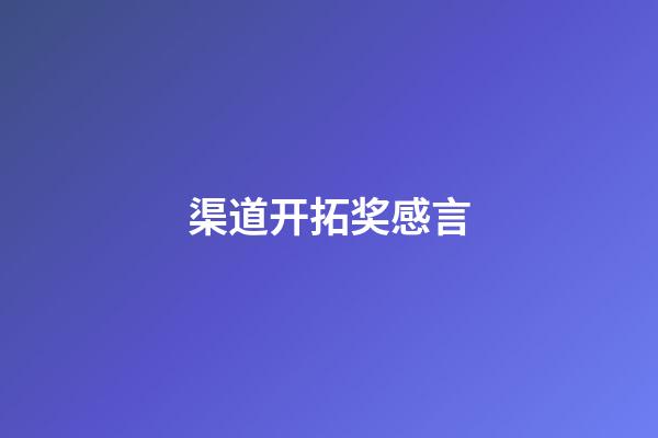 渠道开拓奖感言