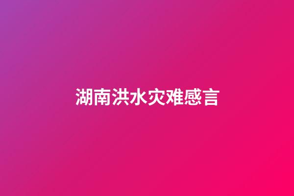 湖南洪水灾难感言