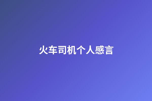 火车司机个人感言