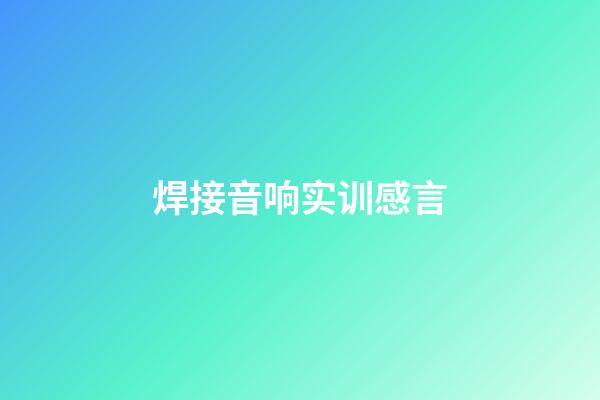 焊接音响实训感言