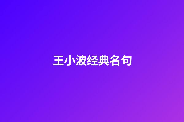 王小波经典名句