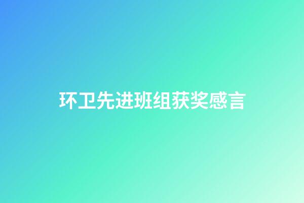 环卫先进班组获奖感言
