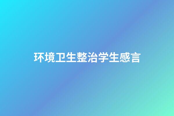 环境卫生整治学生感言