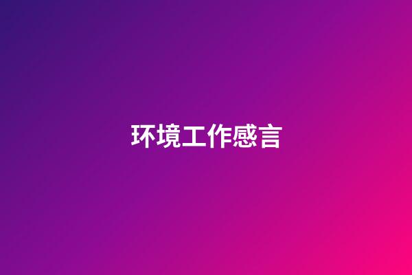 环境工作感言