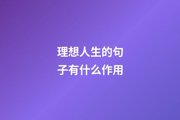 理想人生的句子有什么作用