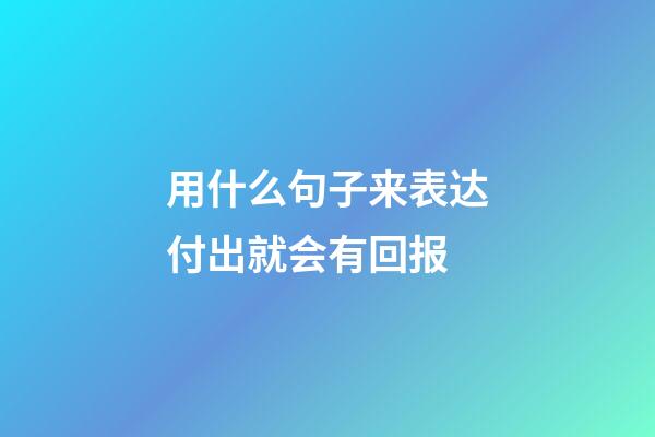 用什么句子来表达付出就会有回报