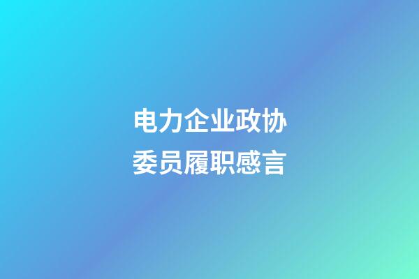 电力企业政协委员履职感言