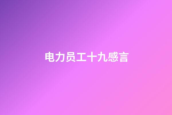 电力员工十九感言